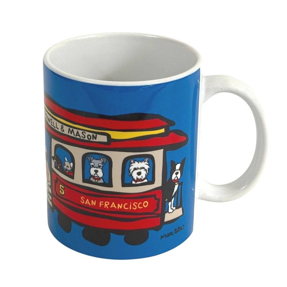 San Francisco Cable Car‎ Mug Powell Mason Dogs Marc Tetro Blue Ceramic Cup